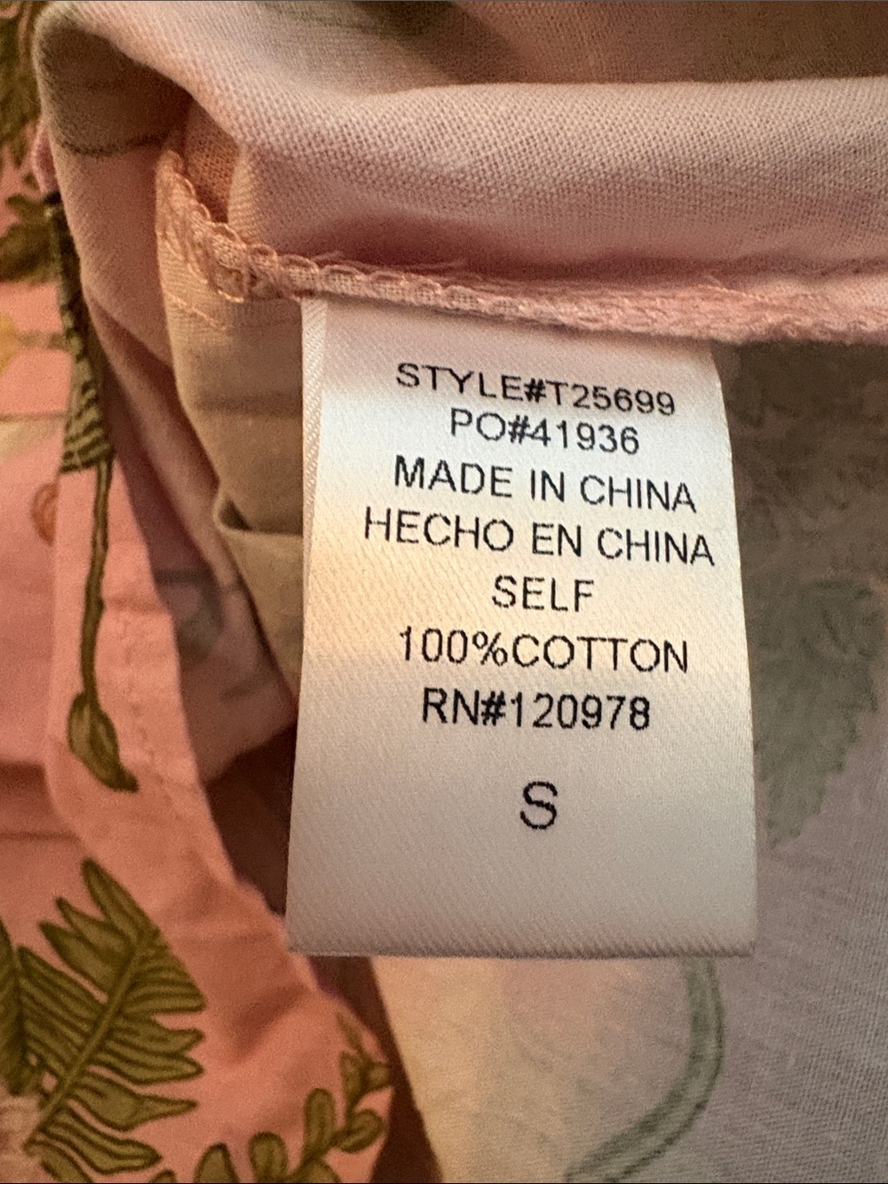 NWT Pink Floral Button Down Blouse Entro Ruffle Neck Puff Sleeves Pink Green S - Picture 6 of 8